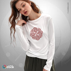 Celtic knot long sleeve tshirt featuring artistic line art of interwoven oak tree roots. Made of soft, 100% cotton, breathable, classic crew neck and long sleeves for a regular fit. This tee is ideal for daily wear. Strength, wisdom, and endurance.