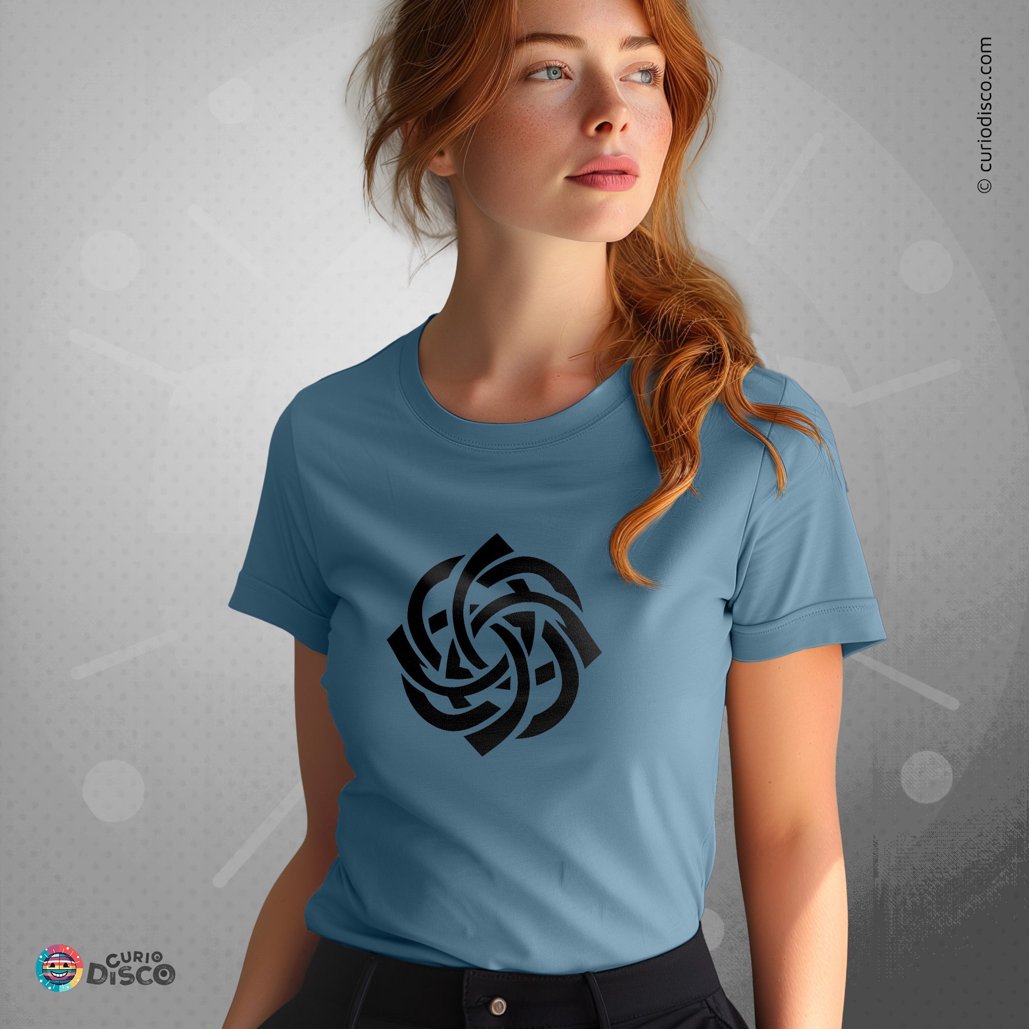 Steel blue tree of life yoga shirt with celtic knot, ideal as love knot viking nordic celtic gifts, gifts for wife, yoga gifts for her, plus size clothing for mystical cottage core workout, and gifts for mom.