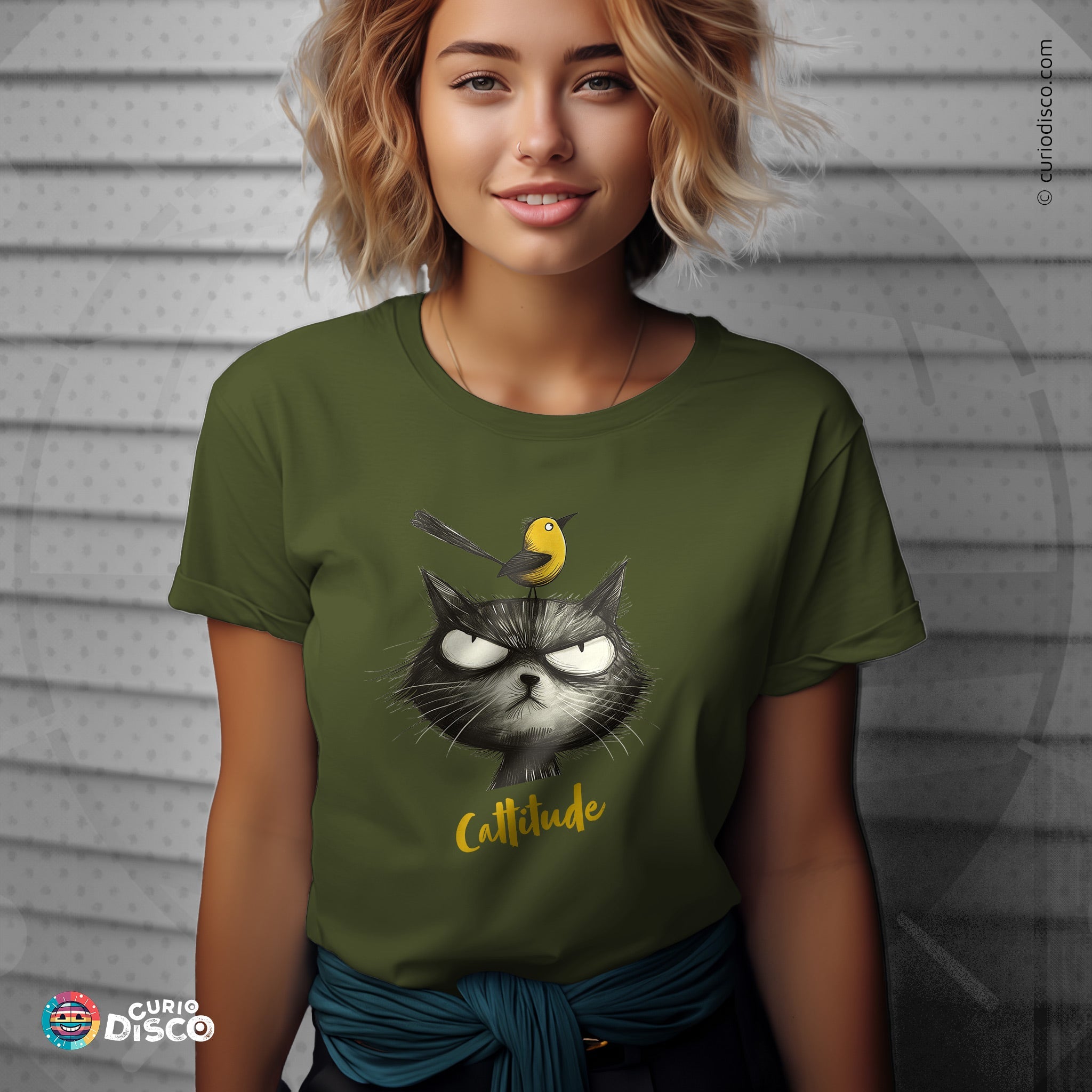 Olive green, short sleeve t-shirt, a funny cat shirt and ironic shirt blend, great as gifts for girlfriend, cat lover gift, and meme shirt. Cat yoga, treat yourself, gifts for cat lovers and cat people. Custom pet shirt in plus size.
