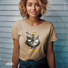 Tan, short sleeve t-shirt, a funny cat shirt and ironic shirt blend, great as gifts for girlfriend, cat lover gift, and meme shirt. Cat yoga, treat yourself, gifts for cat lovers and cat people. Custom pet shirt in plus size.