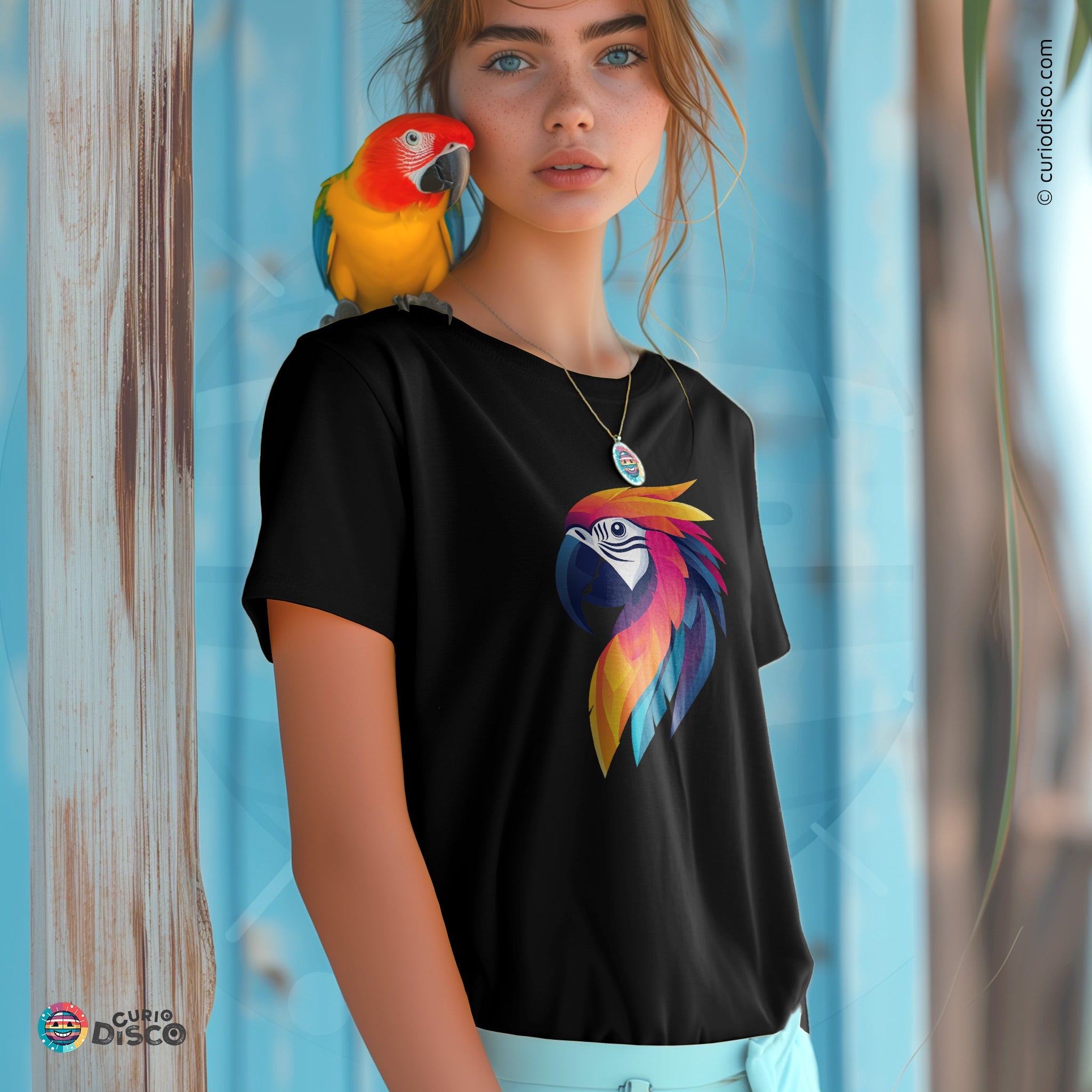 Stylish Macaw Parrot shirt, perfect for bird watching and bird lovers. Ideal as a kawaii clothes item, earth day shirt, and safari tshirt. Great bird nerd and bird watcher gift, suitable for national park visits, available in plus size.
