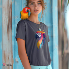 Stylish Macaw Parrot shirt, perfect for bird watching and bird lovers. Ideal as a kawaii clothes item, earth day shirt, and safari tshirt. Great bird nerd and bird watcher gift, suitable for national park visits, available in plus size.