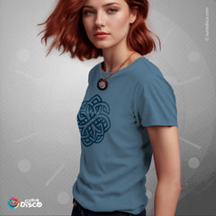 Celtic knot short sleeve tshirt featuring artistic line art of interwoven oak tree roots. Made of soft, 100% cotton, it's breathable with a classic crew neck and short sleeves for a regular fit. This tee is ideal for daily wear and gym activities. The design embodies zen, symbolizing strength, wisdom, and endurance.